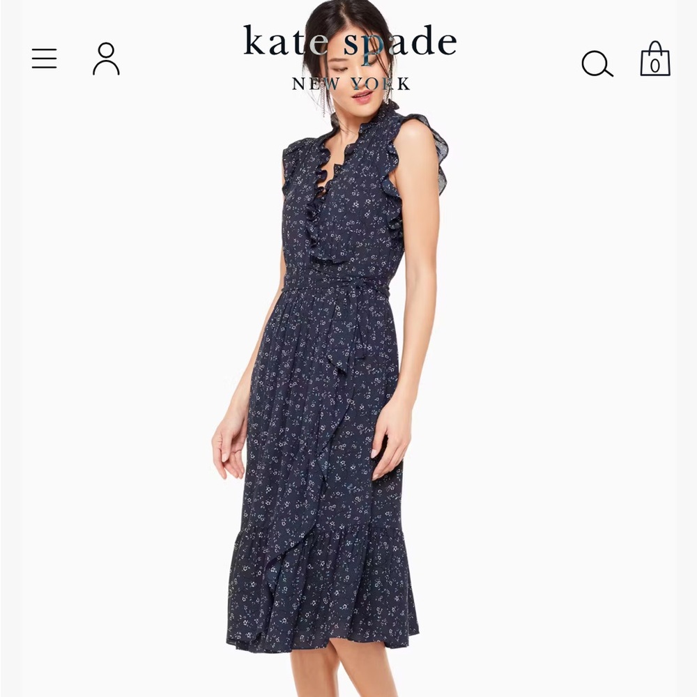 Kate Spade wild roses ruffle wrap dress size 12